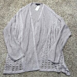 Lane Bryant Open Front Cardigan Sweater Plus Size 18/20 Lavender Open Knit New